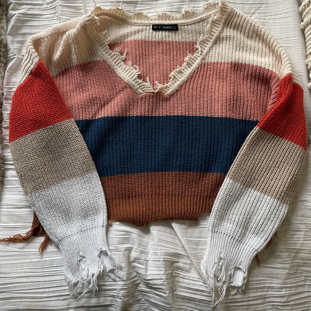 stripped cropped sweater from zaful